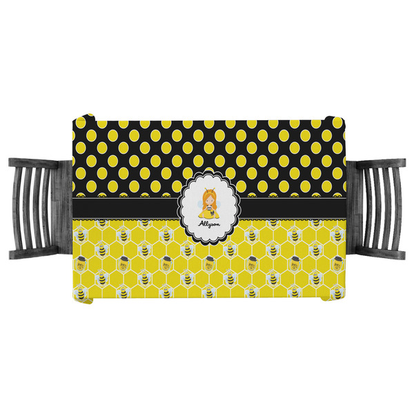 Custom Honeycomb, Bees & Polka Dots Tablecloth - 58"x58" (Personalized)