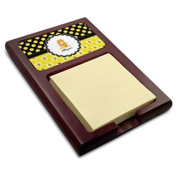 Honeycomb, Bees & Polka Dots Red Mahogany Sticky Note Holder (Personalized)