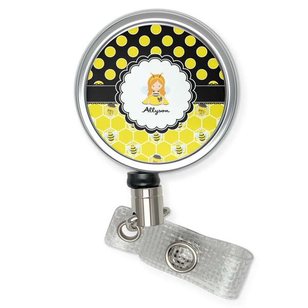 Custom Honeycomb, Bees & Polka Dots Retractable Badge Reel (Personalized)