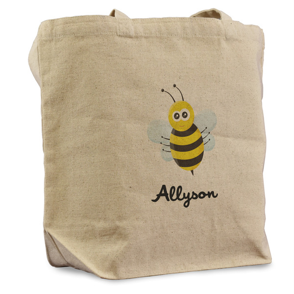 Custom Honeycomb, Bees & Polka Dots Reusable Cotton Grocery Bag (Personalized)