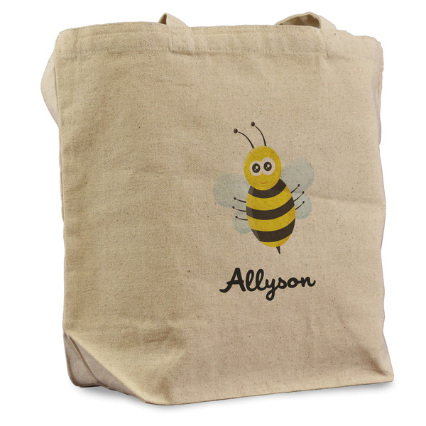 Custom Honeycomb, Bees & Polka Dots Reusable Cotton Grocery Bag - Single (Personalized)