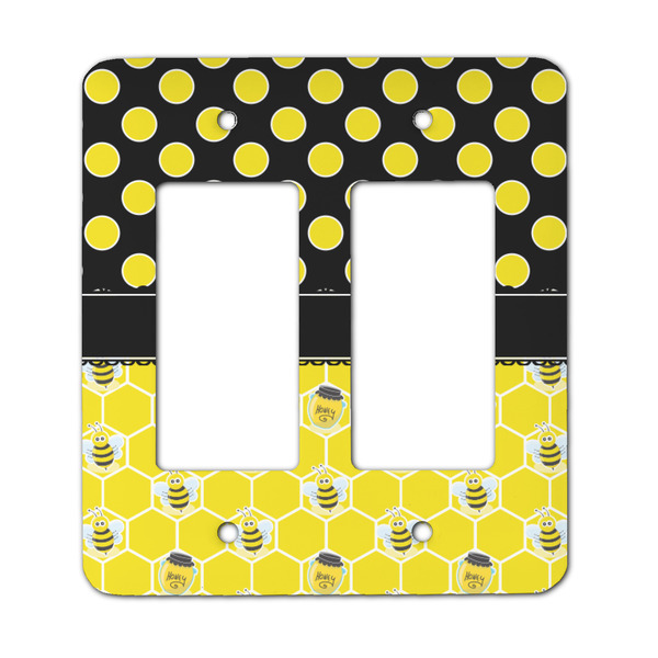 Custom Honeycomb, Bees & Polka Dots Rocker Style Light Switch Cover - Two Switch