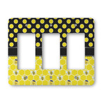 Honeycomb, Bees & Polka Dots Rocker Style Light Switch Cover - Three Switch