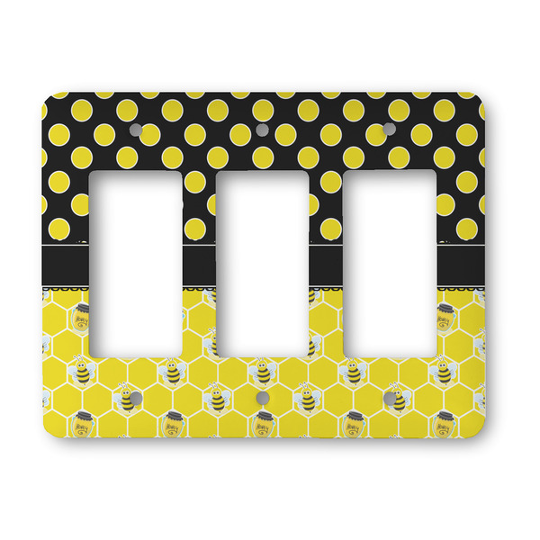 Custom Honeycomb, Bees & Polka Dots Rocker Style Light Switch Cover - Three Switch