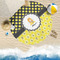 Honeycomb, Bees & Polka Dots Round Beach Towel Lifestyle