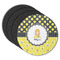Honeycomb, Bees & Polka Dots Round Rubber Backed Coasters - Set of 4 (Personalized)