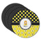 Honeycomb, Bees & Polka Dots Round Rubber Backed Coasters - Set of 4 (Personalized)