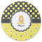 Honeycomb, Bees & Polka Dots Round Coaster Rubber Back - Single