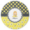 Honeycomb, Bees & Polka Dots Round Rubber Backed Coaster (Personalized)