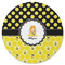 Honeycomb, Bees & Polka Dots Round Rubber Backed Coaster (Personalized)