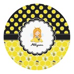 Honeycomb, Bees & Polka Dots Round Decal (Personalized)
