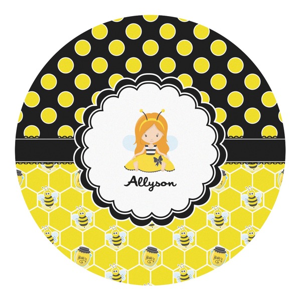 Custom Honeycomb, Bees & Polka Dots Round Decal - Large (Personalized)