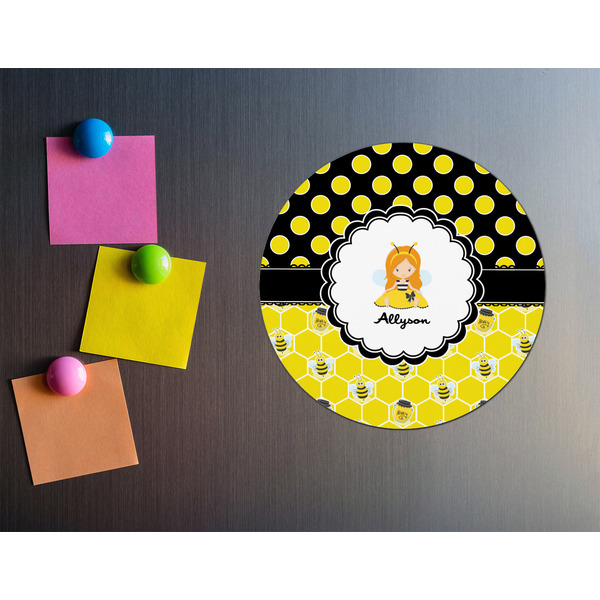 Honeycomb, Bees & Polka Dots Round Fridge Magnet - LIFESTYLE