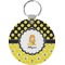 Honeycomb, Bees & Polka Dots Round Keychain (Personalized)