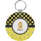 Honeycomb, Bees & Polka Dots Round Plastic Keychain (Personalized)