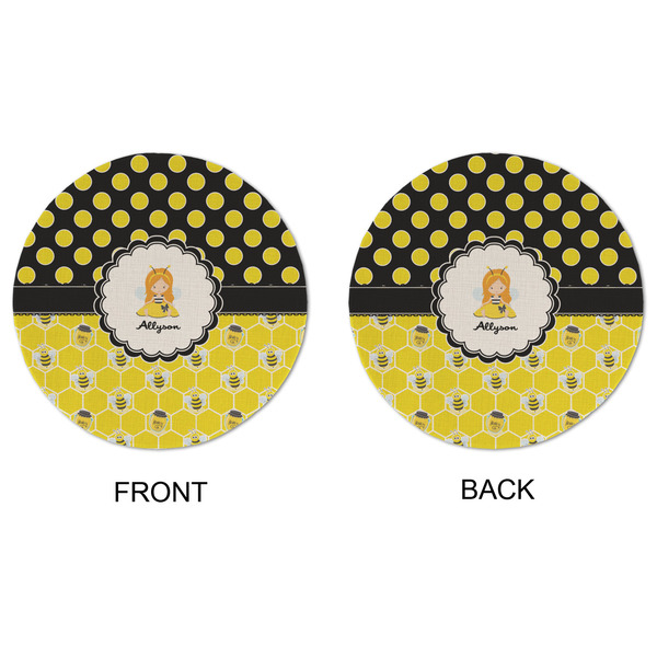 Honeycomb, Bees & Polka Dots Round Linen Placemats - APPROVAL (double sided)