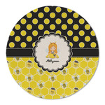 Honeycomb, Bees & Polka Dots Round Linen Placemat (Personalized)