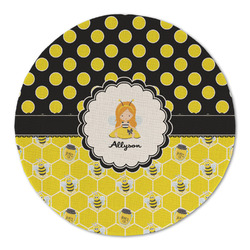 Honeycomb, Bees & Polka Dots Round Linen Placemat (Personalized)