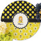 Honeycomb, Bees & Polka Dots Round Linen Placemats - Front (w flowers)