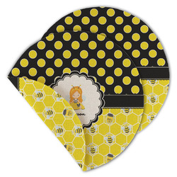 Honeycomb, Bees & Polka Dots Round Linen Placemat - Double Sided (Personalized)