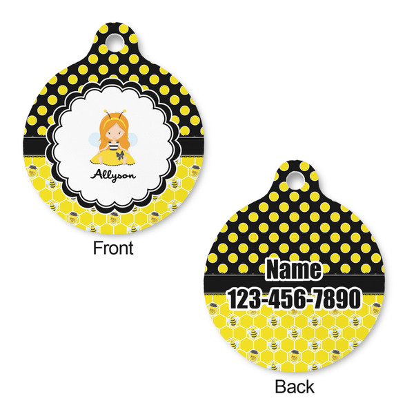Honeycomb, Bees & Polka Dots Round Pet ID Tag - Large - Approval