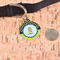 Honeycomb, Bees & Polka Dots Round Pet ID Tag - Large - In Context