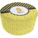 Honeycomb, Bees & Polka Dots Round Pouf Ottoman (Personalized)