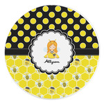 Honeycomb, Bees & Polka Dots Round Stone Trivet (Personalized)
