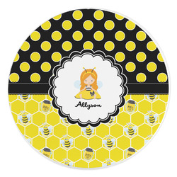 Honeycomb, Bees & Polka Dots Round Stone Trivet (Personalized)