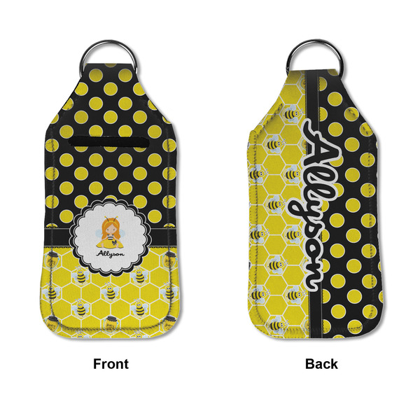 Honeycomb, Bees & Polka Dots Sanitizer Holder Keychain - Large APPROVAL (Flat)