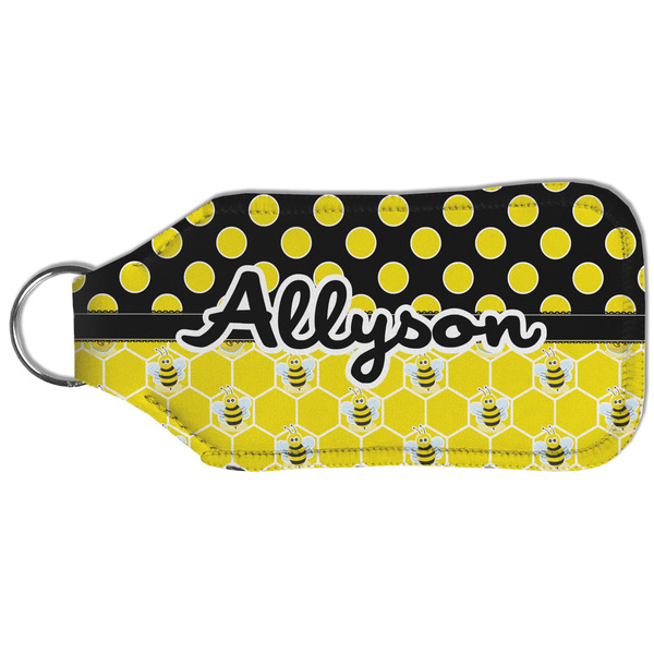Honeycomb, Bees & Polka Dots Sanitizer Holder Keychain - Large (Back)
