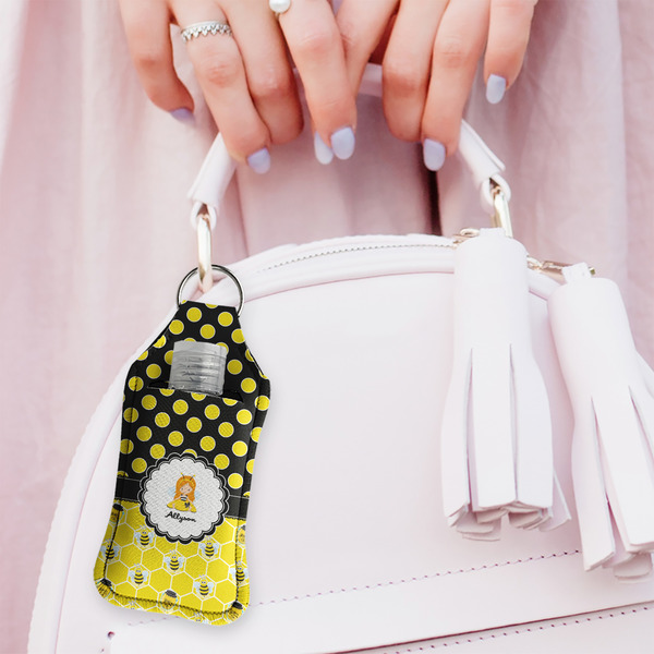 Honeycomb, Bees & Polka Dots Sanitizer Holder Keychain - Large (LIFESTYLE)