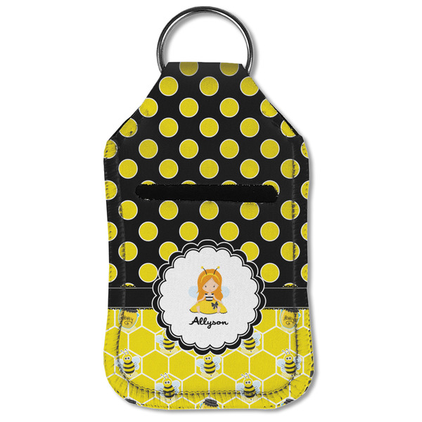 Honeycomb, Bees & Polka Dots Sanitizer Holder Keychain - Small (Front Flat)