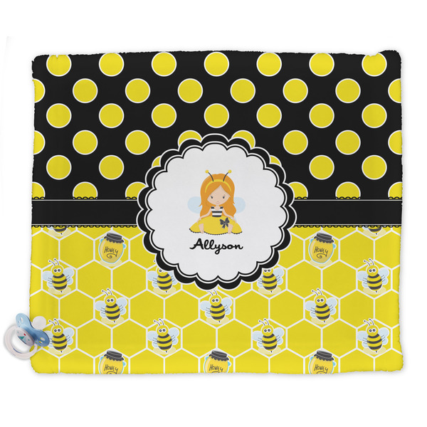 Custom Honeycomb, Bees & Polka Dots Security Blanket (Personalized)
