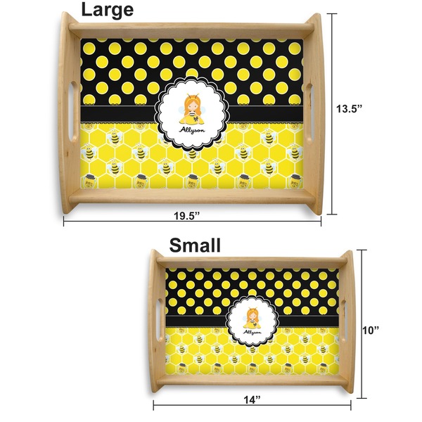 Honeycomb, Bees & Polka Dots Serving Tray Wood Sizes