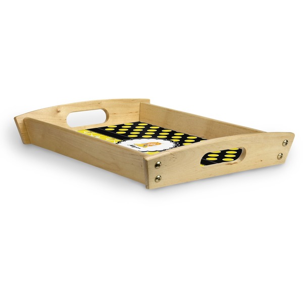 Honeycomb, Bees & Polka Dots Serving Tray Wood Small - Corner
