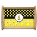 Honeycomb, Bees & Polka Dots Natural Wooden Tray - Small (Personalized)