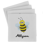 Honeycomb, Bees & Polka Dots Absorbent Stone Coasters - Set of 4 (Personalized)