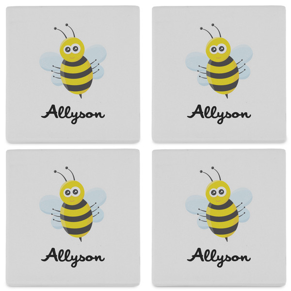 Honeycomb, Bees & Polka Dots Set of 4 Sandstone Coasters - See All 4 View