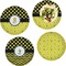 Honeycomb, Bees & Polka Dots Set of Lunch / Dinner Plates