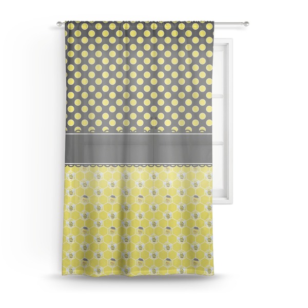 Custom Honeycomb, Bees & Polka Dots Sheer Curtain - 50"x84"