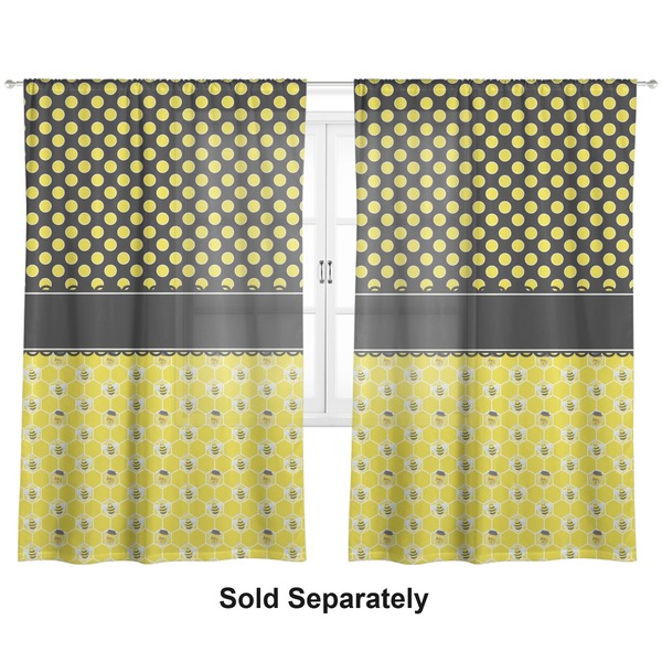 Honeycomb, Bees & Polka Dots Sheer Curtains