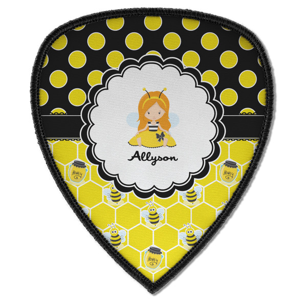 Custom Honeycomb, Bees & Polka Dots Iron on Shield Patch A w/ Name or Text