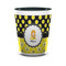 Honeycomb, Bees & Polka Dots Ceramic Shot Glass - 1.5 oz - Two Tone - Set of 4 (Personalized)