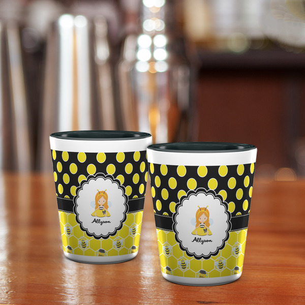 Honeycomb, Bees & Polka Dots Shot Glass - Two Tone - LIFESTYLE