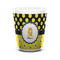 Honeycomb, Bees & Polka Dots Ceramic Shot Glass - 1.5 oz - White - Single (Personalized)