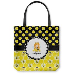 Honeycomb, Bees & Polka Dots Canvas Tote Bag - Medium - 16"x16" (Personalized)