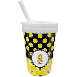 Honeycomb, Bees & Polka Dots Sippy Cup with Straw (Personalized)