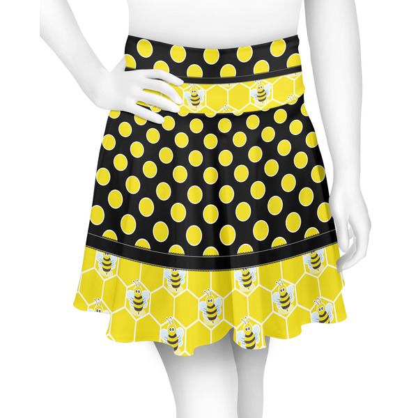 Custom Honeycomb, Bees & Polka Dots Skater Skirt - X Small