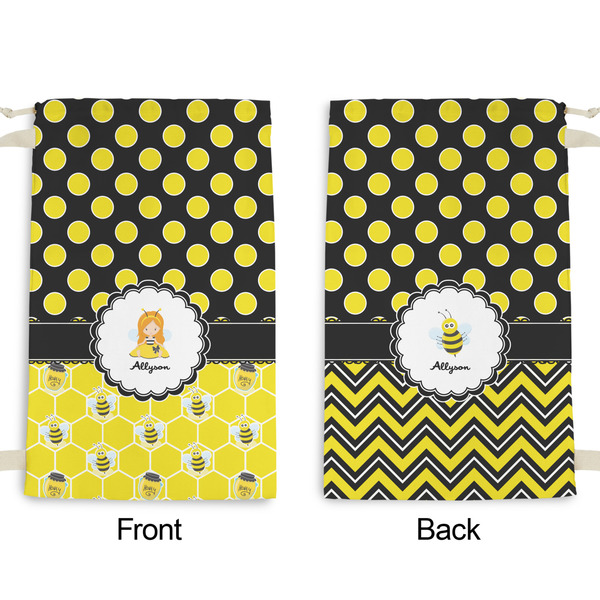Honeycomb, Bees & Polka Dots Small Laundry Bag - Front & Back View
